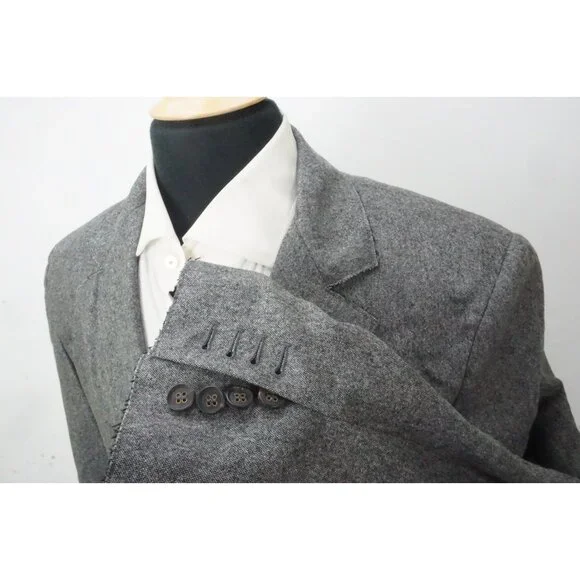 John Varvatos Gray Raw Edge Leather Detail Sport Coat Jacket 40 Brand New Italy